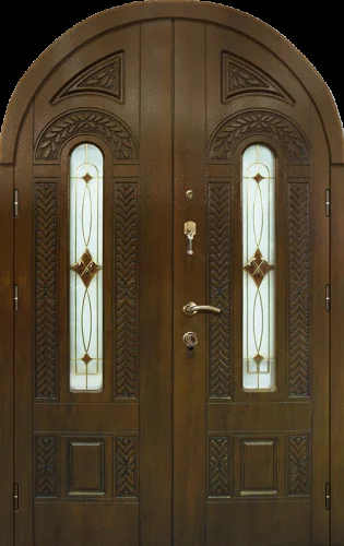 Двойная арочная дверь со стеклопакетом №45
