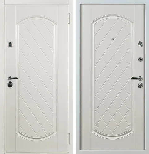 Стильная дверь металлическая уличная белая  №23