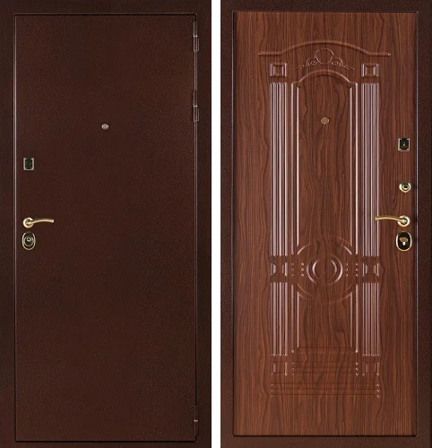 Металлическая дверь в кирпичный дом медный антик №9