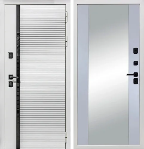 Белая дверь с терморазрывом и зеркало №111