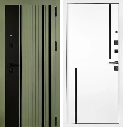 Зелёная морозостойкая входная дверь в частный дом №137