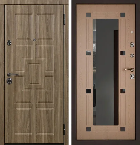 Зеркальная входная дверь под филёнку №9