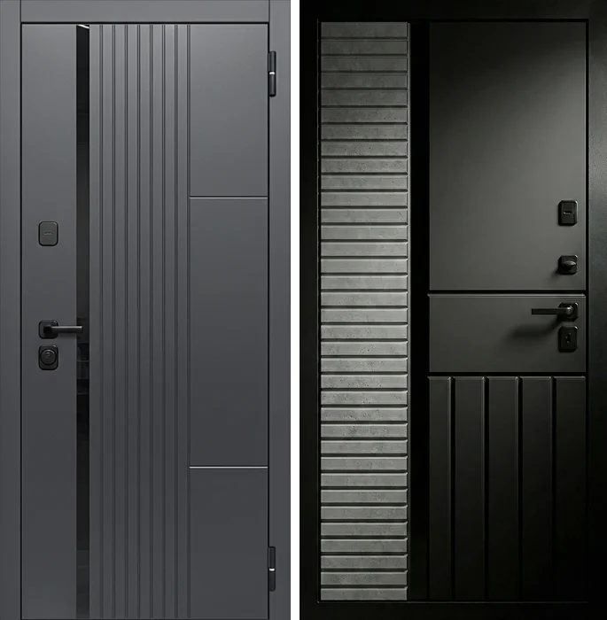 Стальная дверь графит с черной МДФ-панелью №176