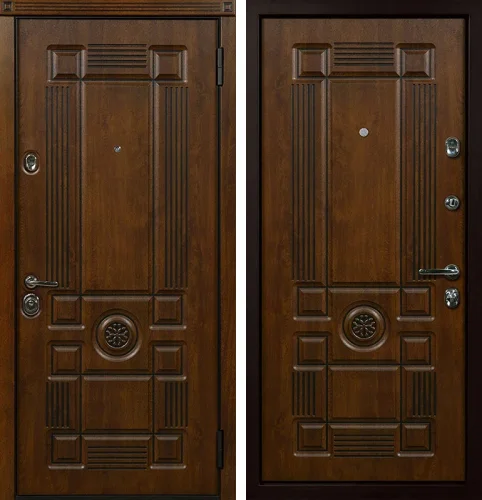 Входная металлическая дверь в частный дом из дерева №44
