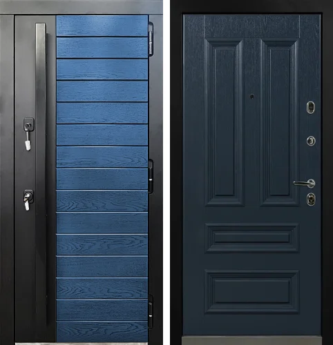 Входная дверь премиум класса с синими панелями №102