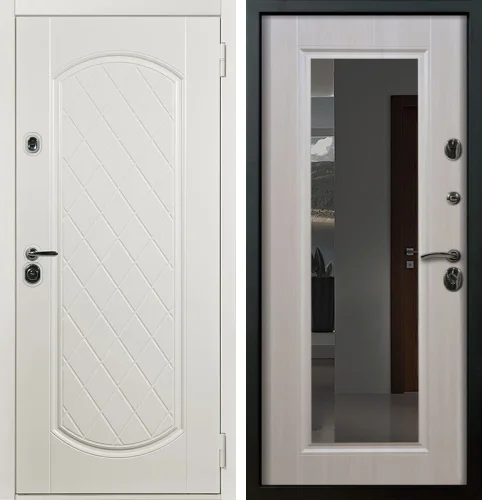 Белая входная дверь с зеркалом №4