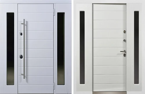 Входная дверь белая с двух сторон с теговой ручкой №33