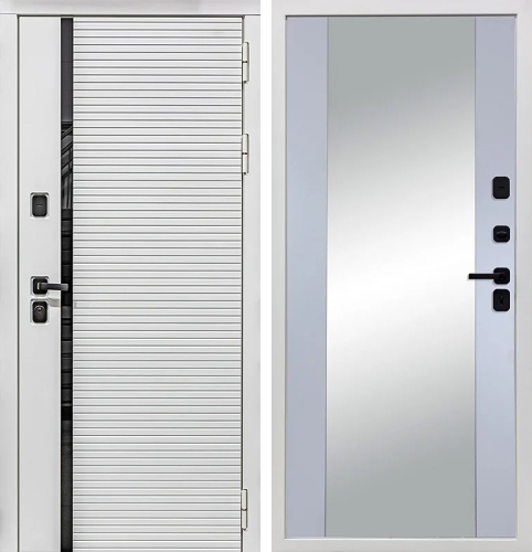 Белая дверь с терморазрывом и зеркало №111