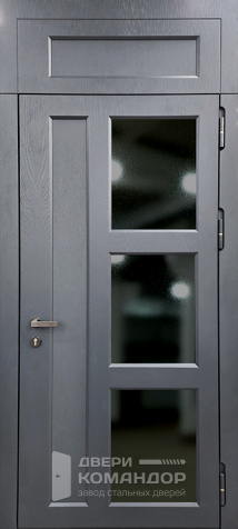 Серая однопольная дверь с фрамугой №42 - наружная сторона